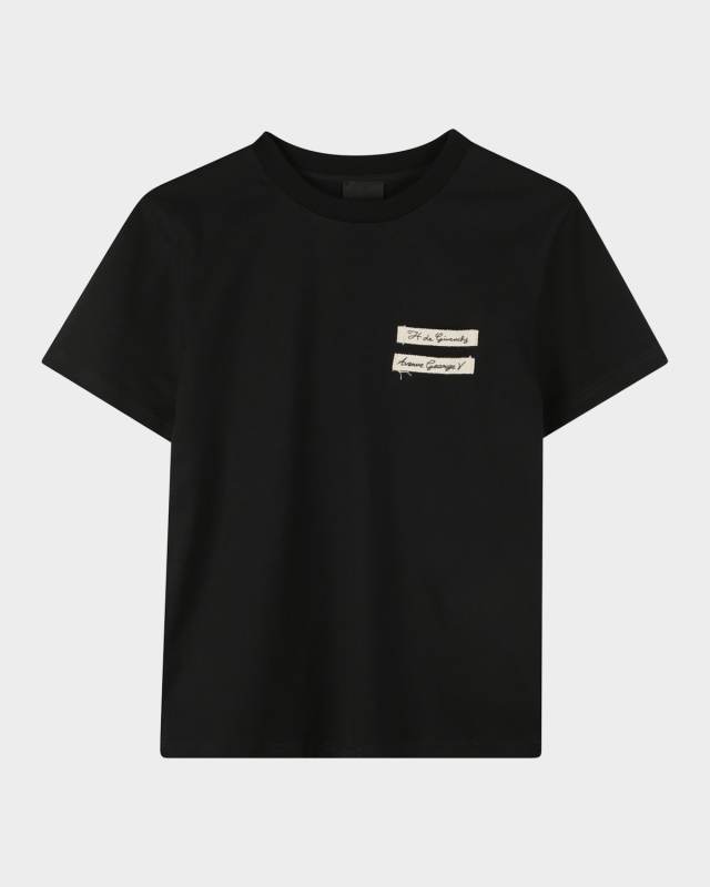 Boy's Short-Sleeve Embroidered Label T-Shirt, Size 4-6